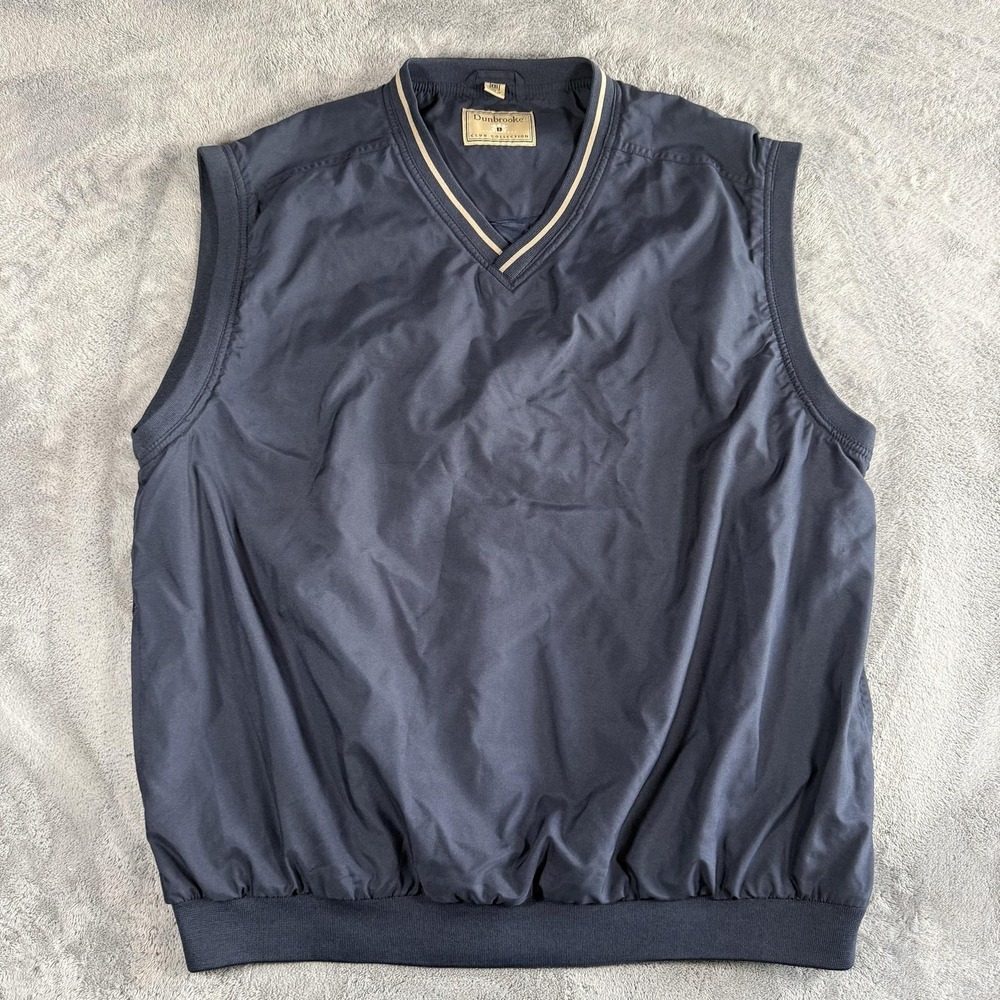 Vintage Dunbrooke Vest Mens Size 2XL Blue Windbreaker V Neck Pullover Golf Korea